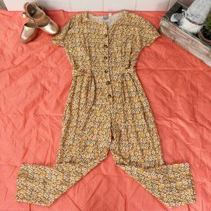 Asos Yellow Floral Jumpsuit with Button Closures